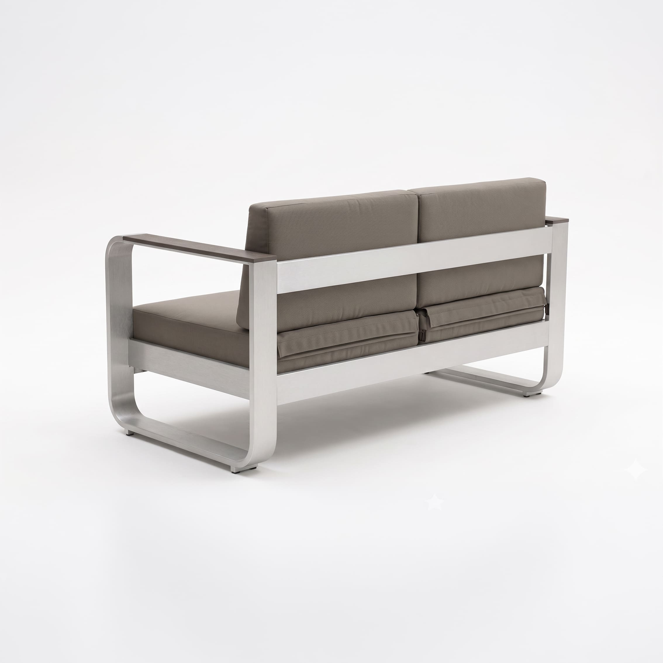 Rengard FAIRY Brushed Aluminium 2 Seater Garden Sofa Set with 2 Armchairs and WPC Coffee Table - Image 3