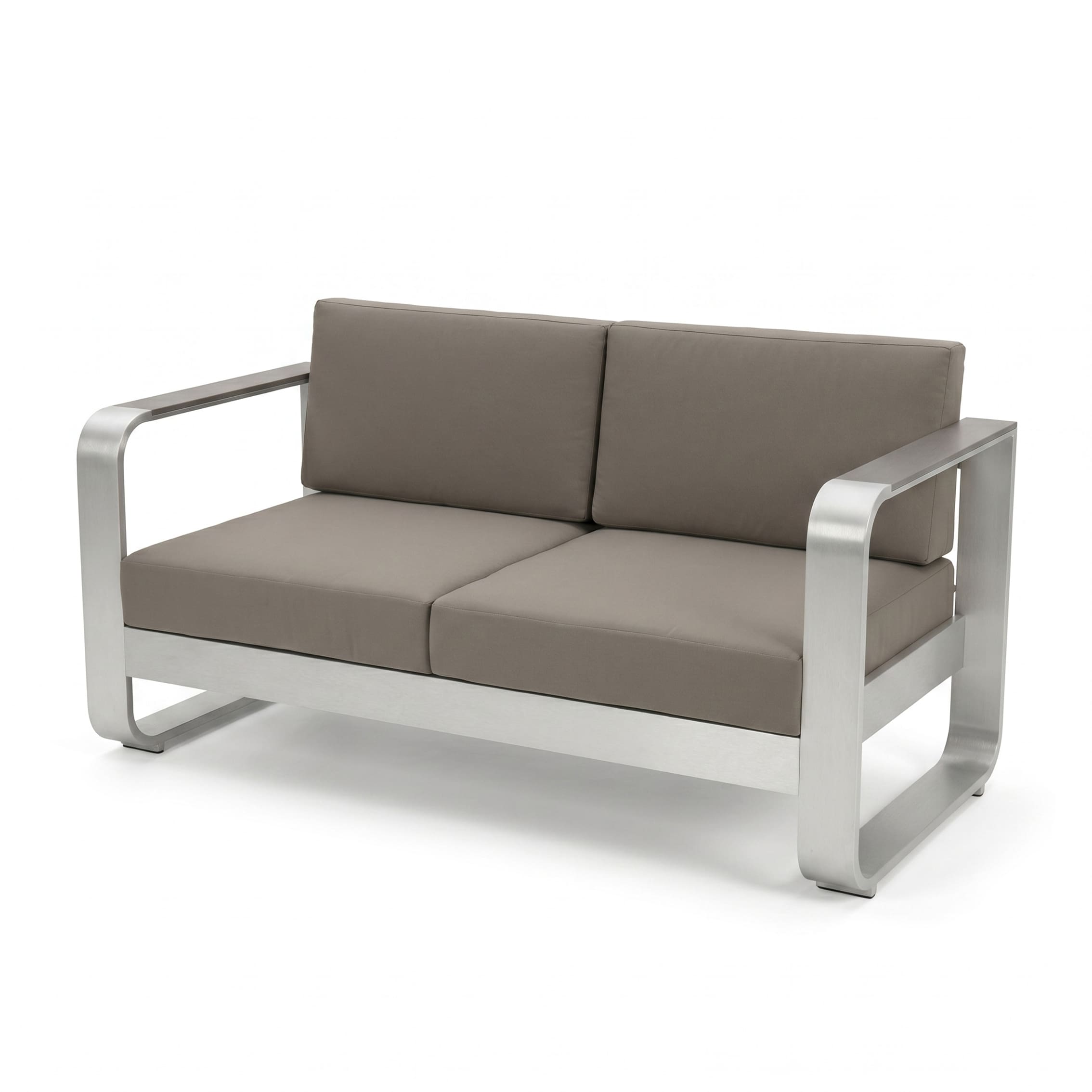 Rengard FAIRY Brushed Aluminium 2 Seater Garden Sofa Set with 2 Armchairs and WPC Coffee Table - Image 4
