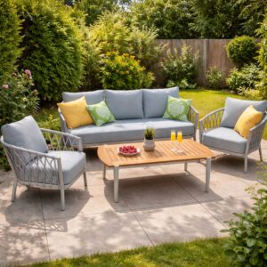 clearance rengard arny garden sofa set with teak, rope and aluminium frame