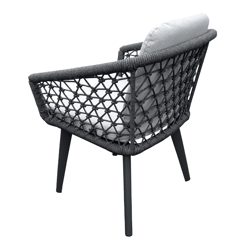 Rengard WALTZ 6 Seat Aluminium Rope Dining Set - Long Table in Anthracite Grey - Image 4