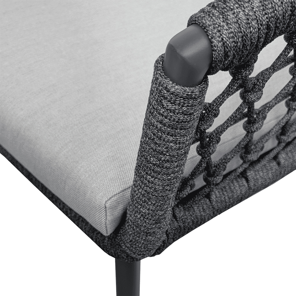 Rengard WALTZ 6 Seat Aluminium Rope Dining Set - Long Table in Anthracite Grey - Image 2