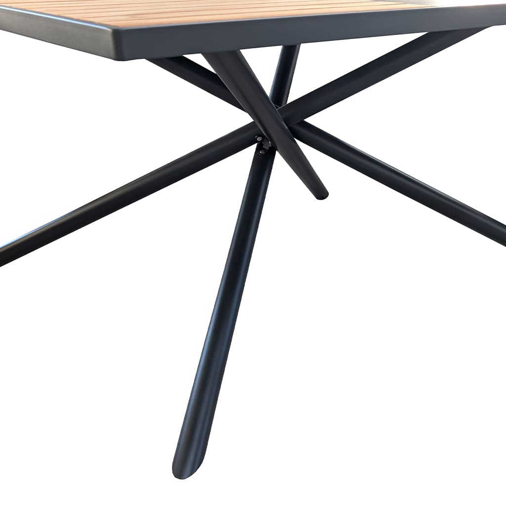 Rengard WALTZ 8 Seat Aluminium Rope Dining Set - Square HPL and Teak Table in Anthracite Grey - Image 3