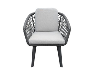 Rengard WALTZ Dark Aluminium Armchair with Olefin Rope Detailing and Waterproof Cushions