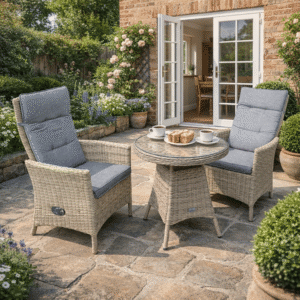RENGARD - ABBEY Rattan Lounge Set with 2 Reclining Armchairs and Coffee Table