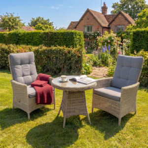 rengard abbey rattan lounge bistro reclining chair set for garden patio