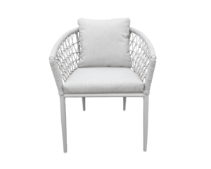 Rengard WALTZ Light Aluminium Armchair with Olefin Rope Detailing and Waterproof Cushions