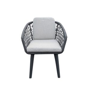 Rengard WALTZ Dark Aluminium Garden Armchair with Olefin Rope Detailing and Waterproof Cushions