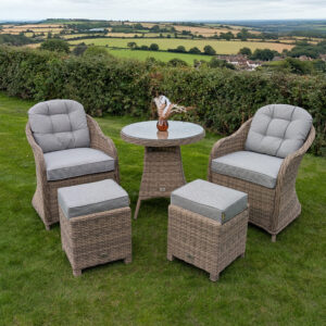 Rengard AMY Rattan Lounge Set with Coffee Table and 2 Footstools