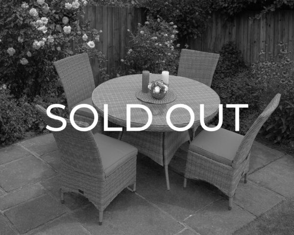 EX-DISPLAY PATRICIA Small Rattan Dining Set – 120cm Round Table with 4 Chairs