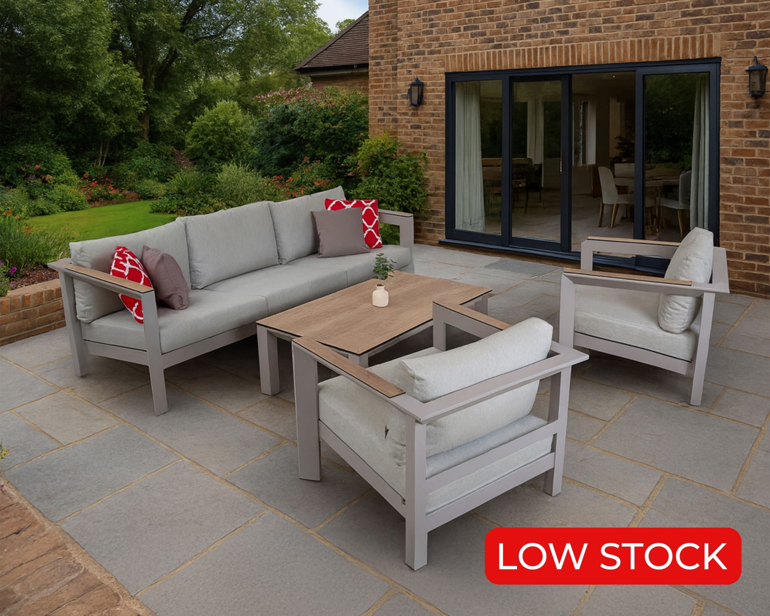 Rengard SAN FRANCISCO Aluminium 3 Seater Sofa Lounge Set with 2 Armchairs and HPL Coffee Table