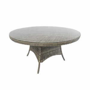 Rengard AMY Rattan Round Dining Table with Tempered Glass Tabletop