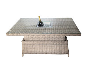 Rengard AMY Rattan Rectangular Rising Dining Table with Ice Bucket