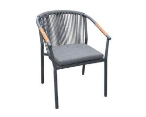 Rengard OLIVER Aluminium Armchair with Teak Armrests and Waterproof Seat