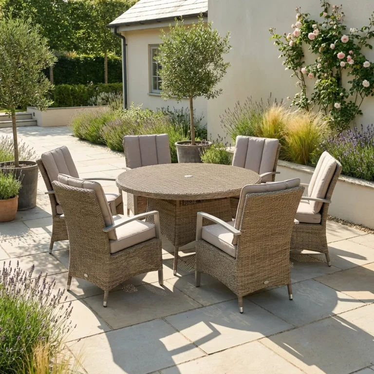 Rattan Round Dining Table with Reclining Armchair in Telford
