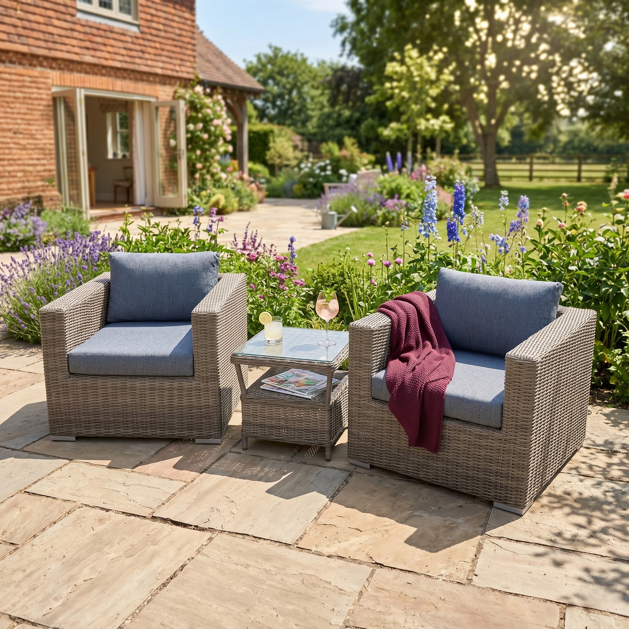 RENGARD JENNY Rattan lounge bistro set for outdoor and garden