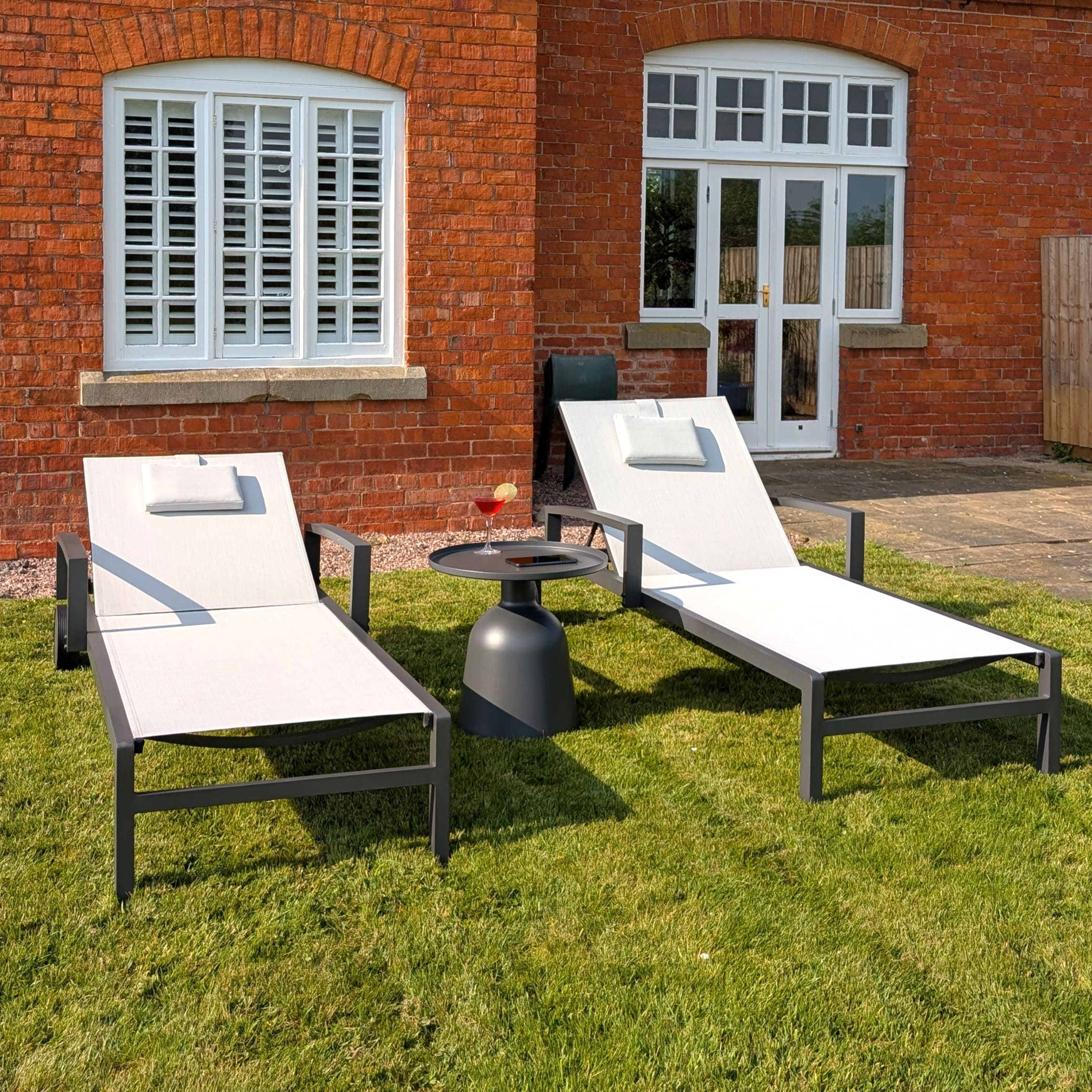 Rengard SAN DIEGO Aluminium Sun Lounger Set with Coffee Table