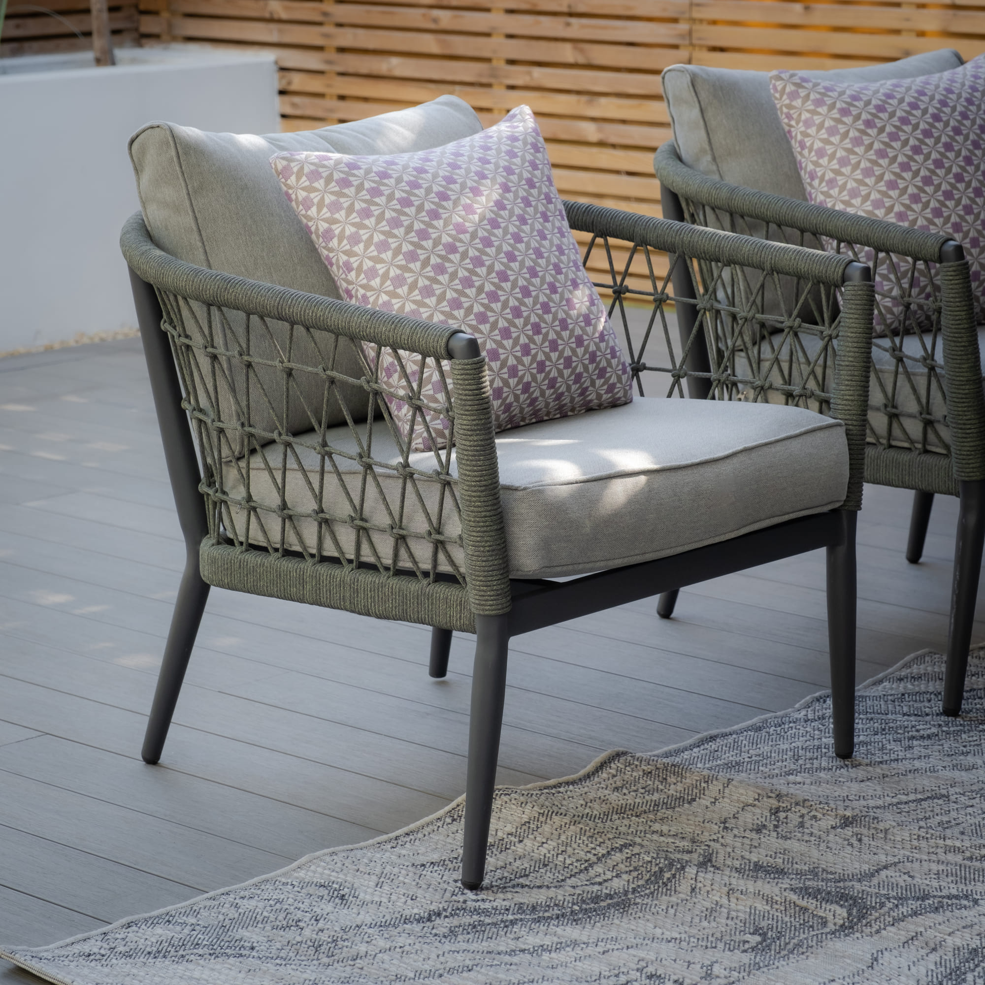 WALTZ Rope Weave 3 Seat Sofa Set - Ivy Green - Image 2