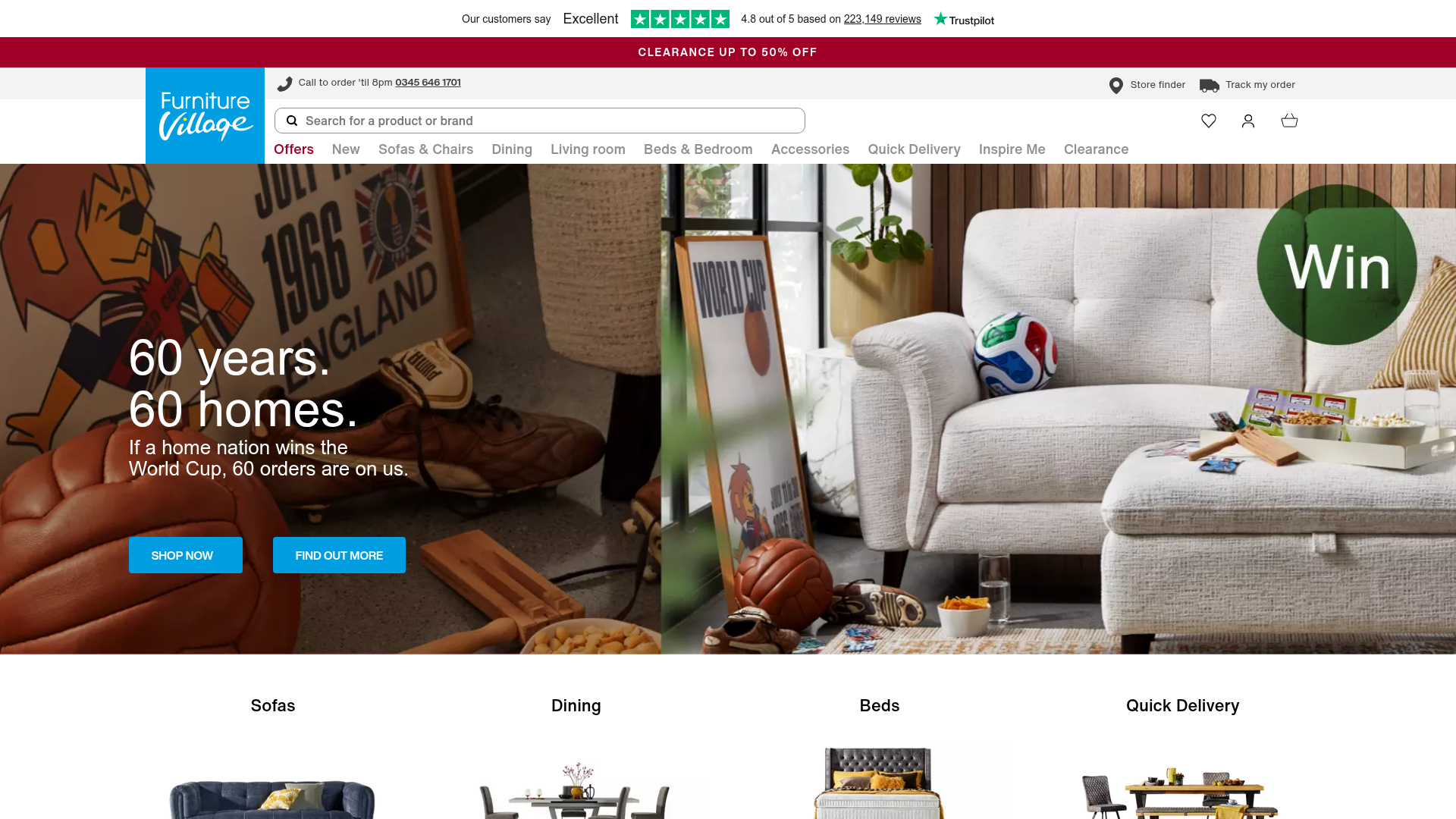 3. Furniture Village Homepage