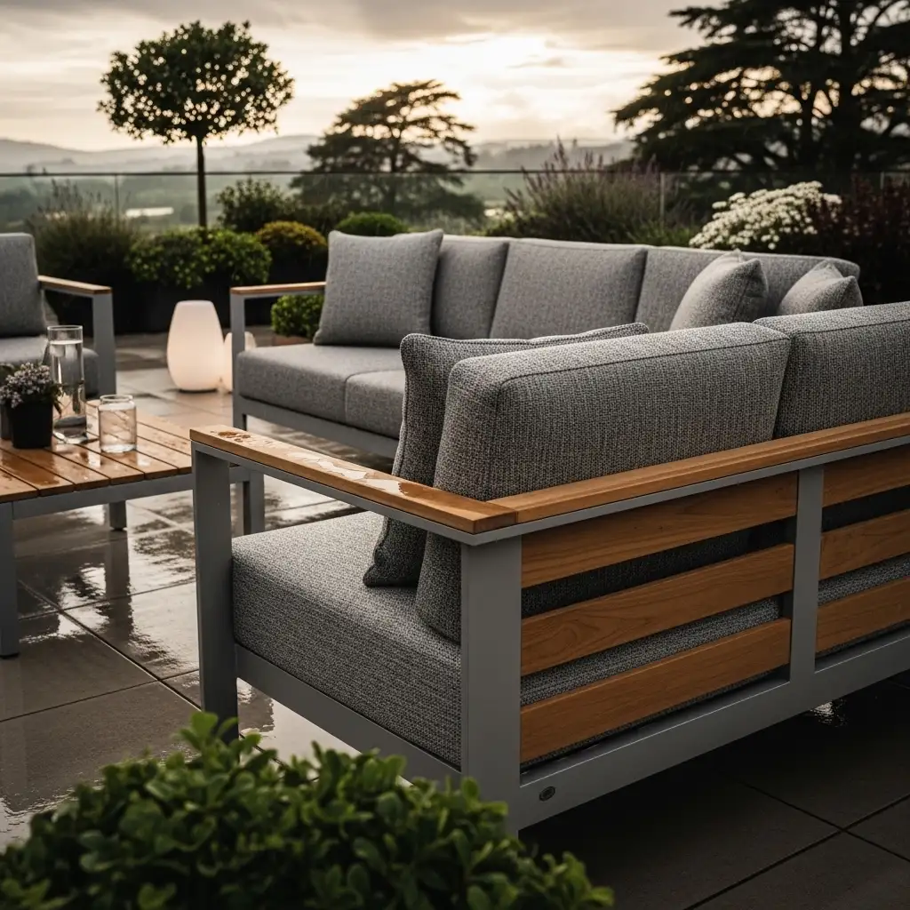 Luxury waterproof garden furniture on a modern patio
