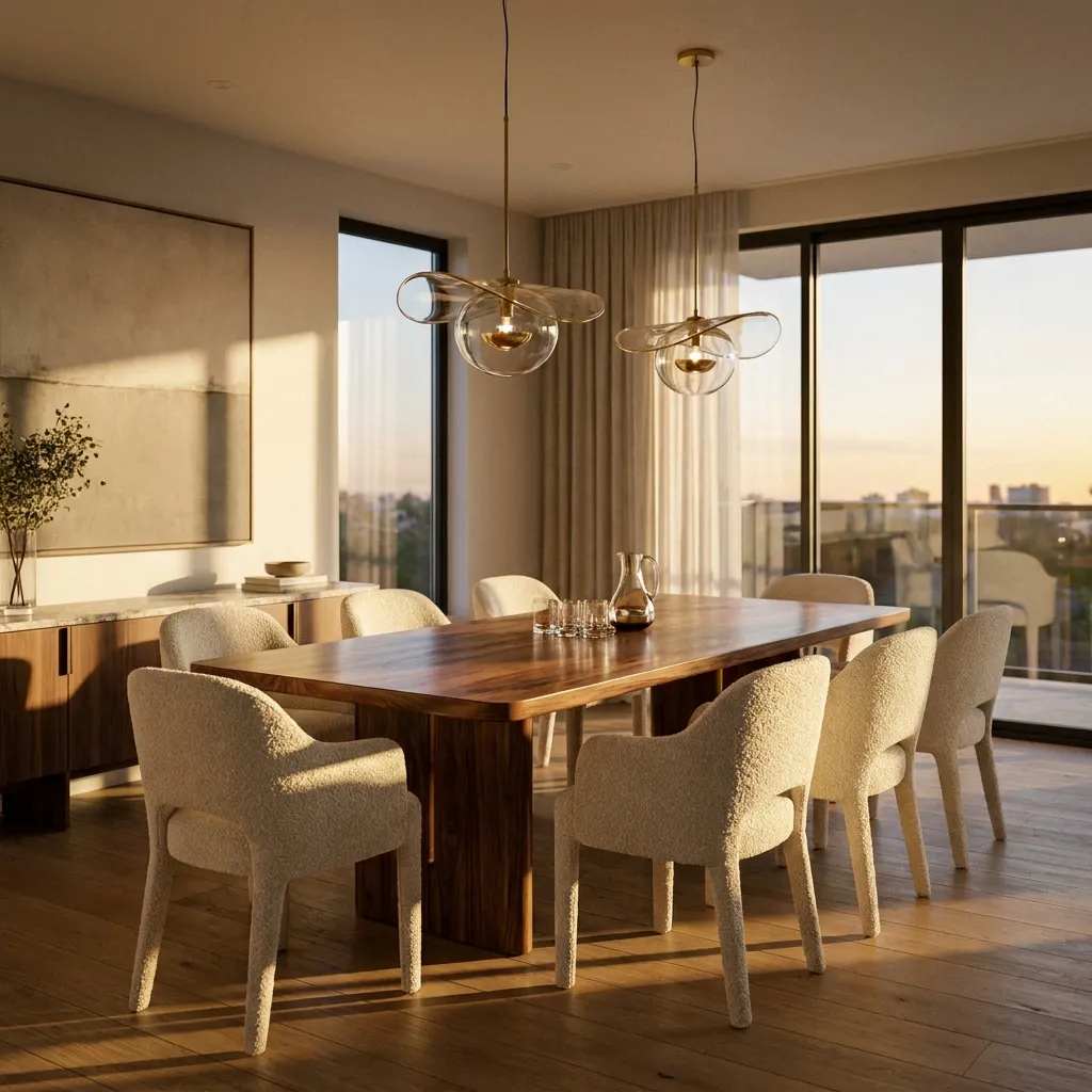 Modern dining room with pendant lighting