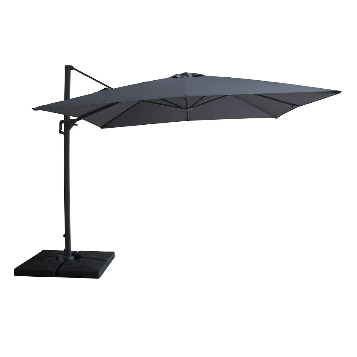 PORTO Square Rotating Cantilever Garden Parasol with Base - Charcoal Grey - Image 3