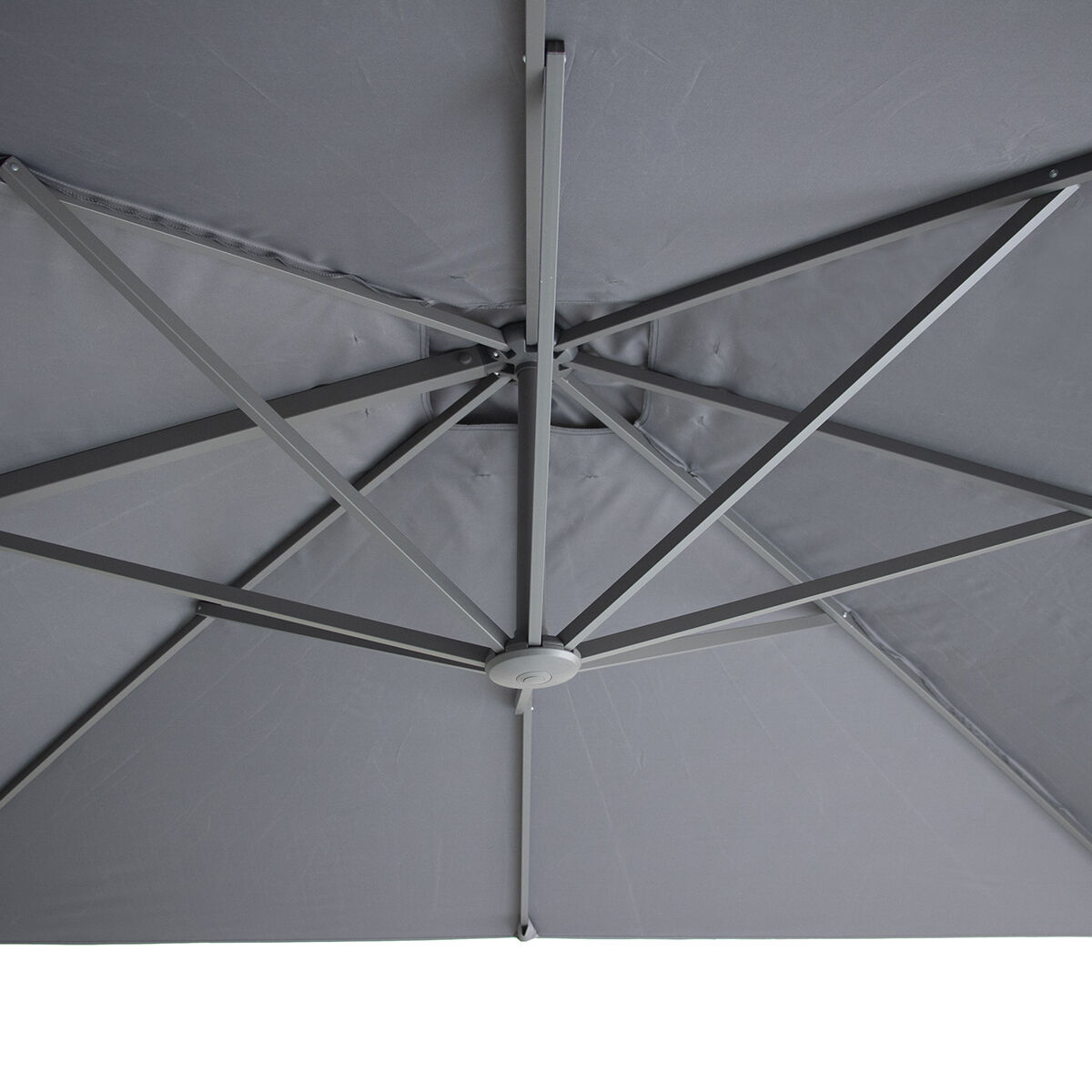 PORTO Square Rotating Cantilever Garden Parasol with Base - Charcoal Grey - Image 5