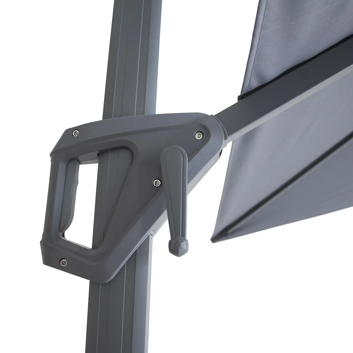 PORTO Square Rotating Cantilever Garden Parasol with Base - Charcoal Grey - Image 6