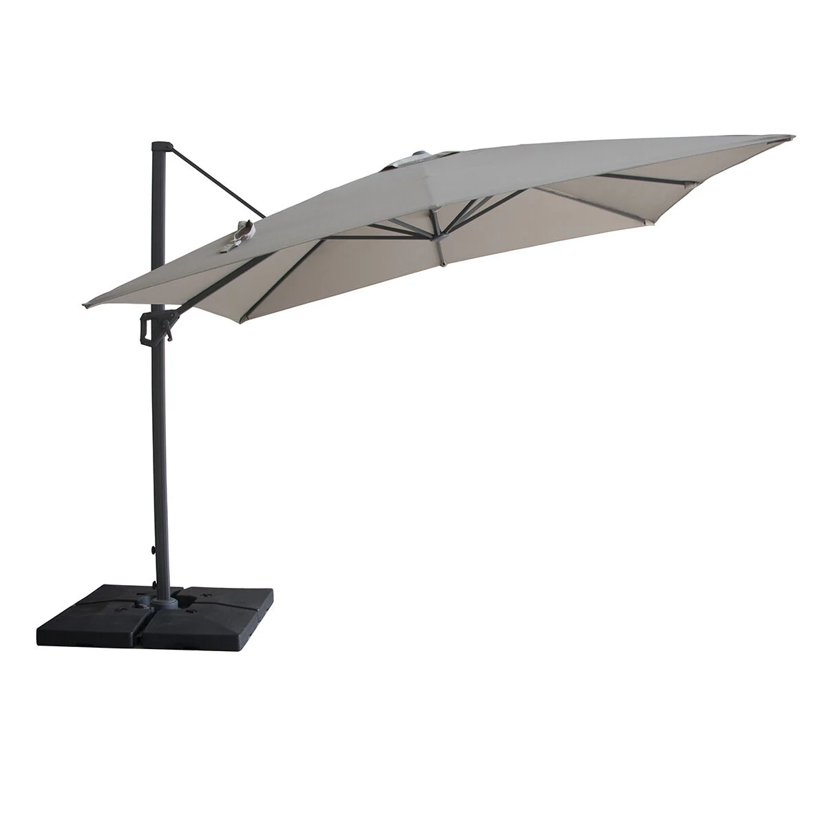 PORTO Square Rotating Cantilever Garden Parasol with Base - Clay Beige - Image 4