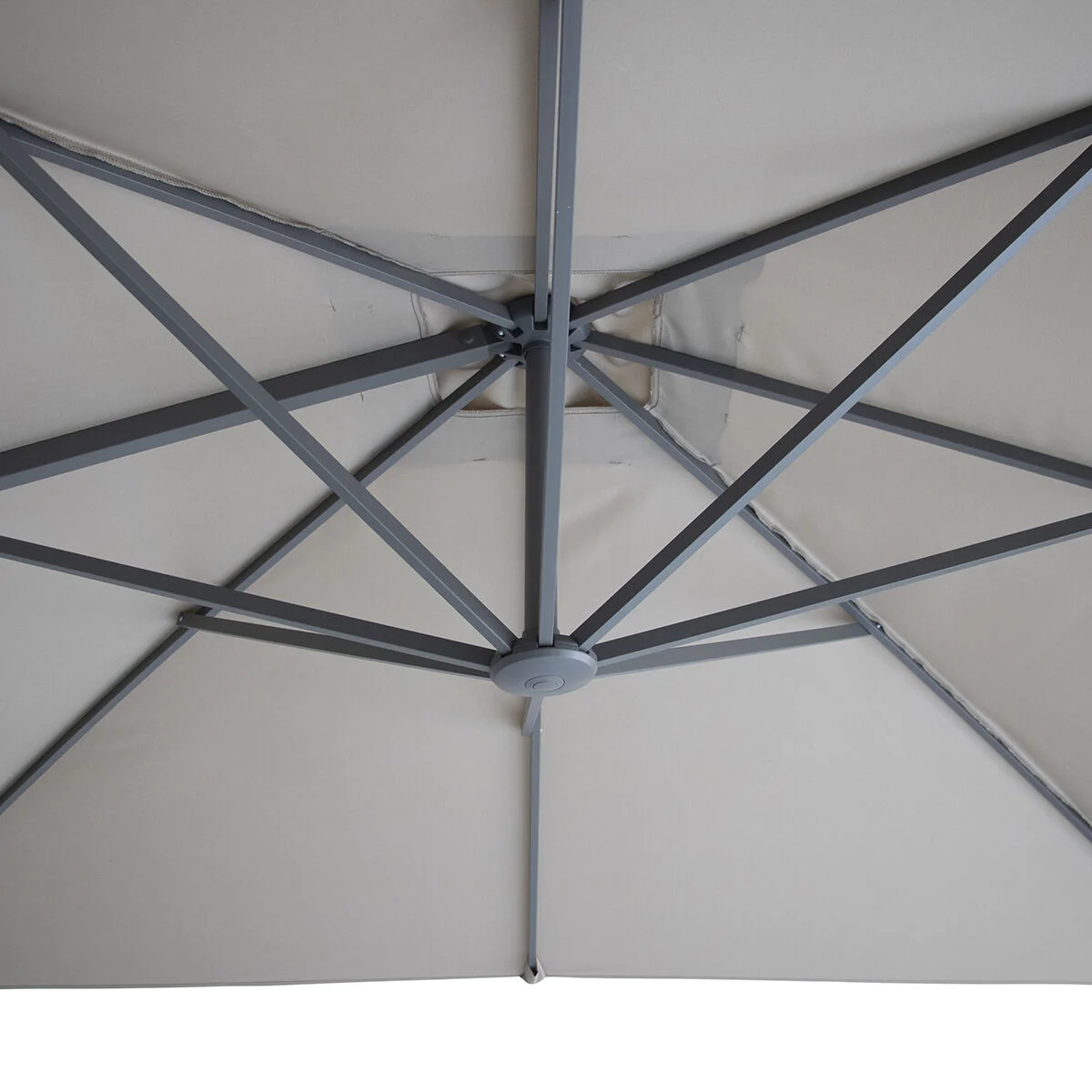 PORTO Square Rotating Cantilever Garden Parasol with Base - Clay Beige - Image 5