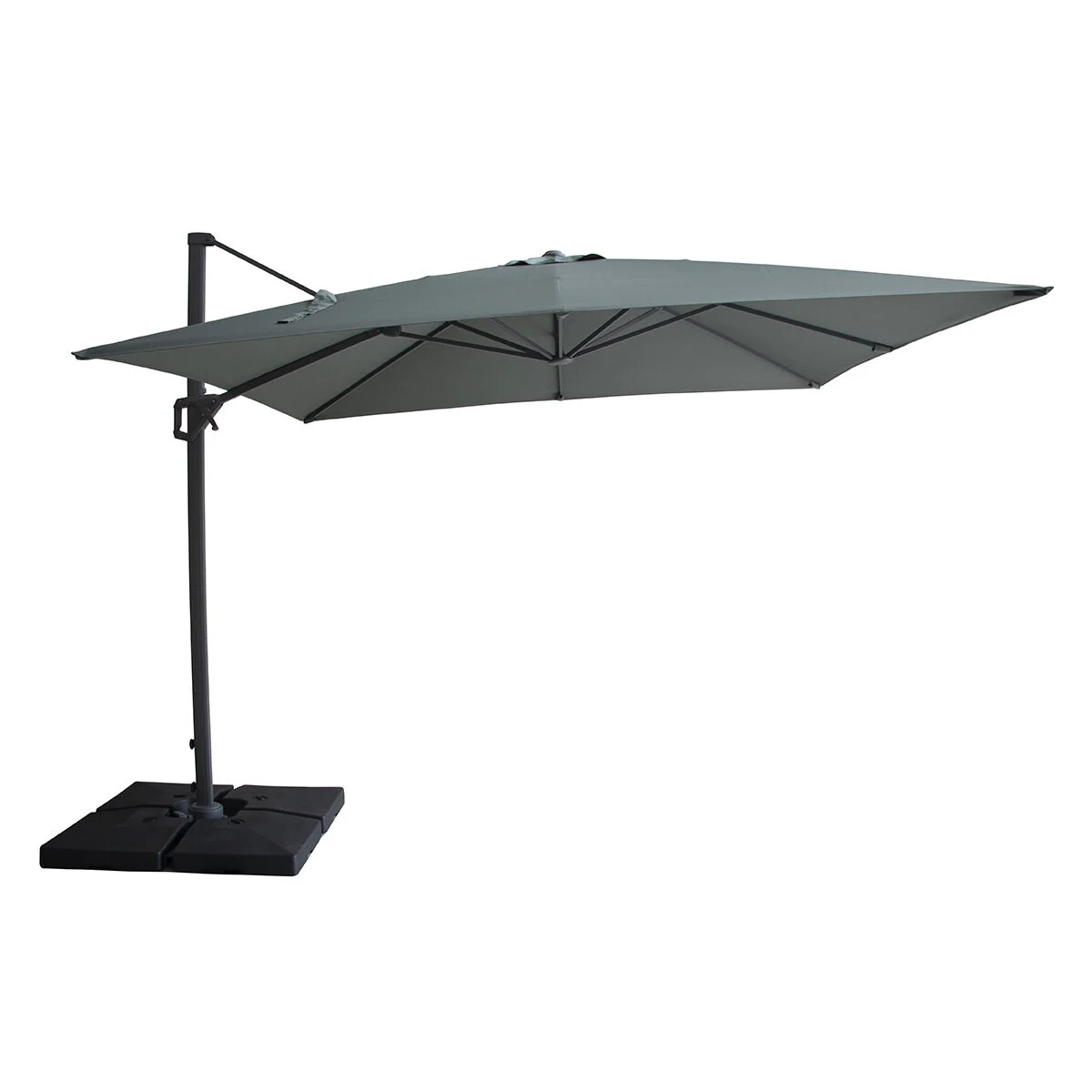 PORTO Square Rotating Cantilever Garden Parasol with Base - Olive Green - Image 3