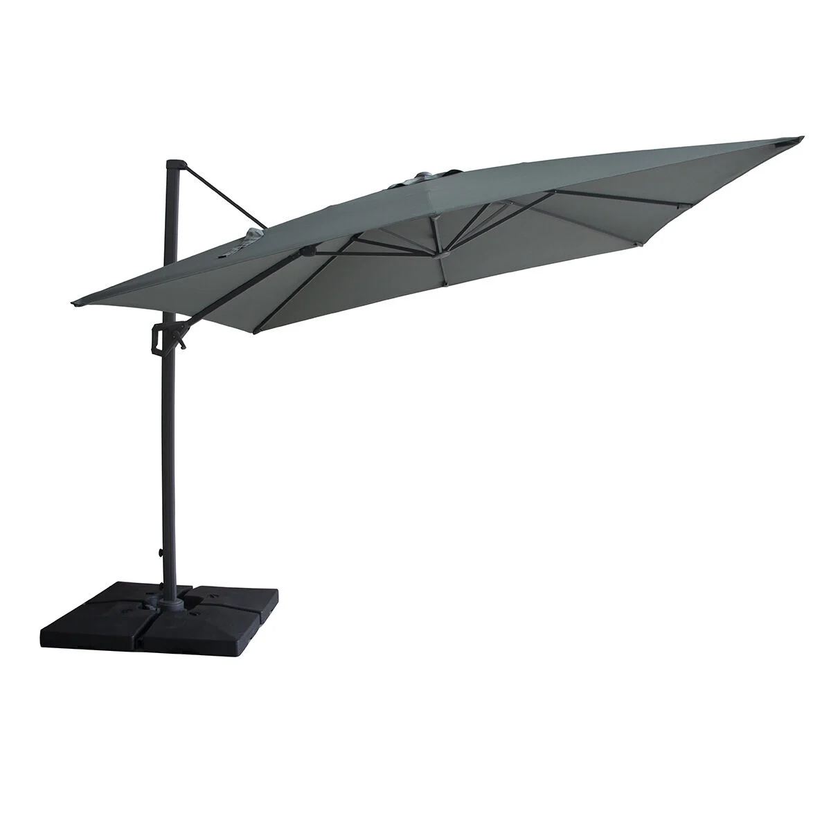 PORTO Square Rotating Cantilever Garden Parasol with Base - Olive Green - Image 4