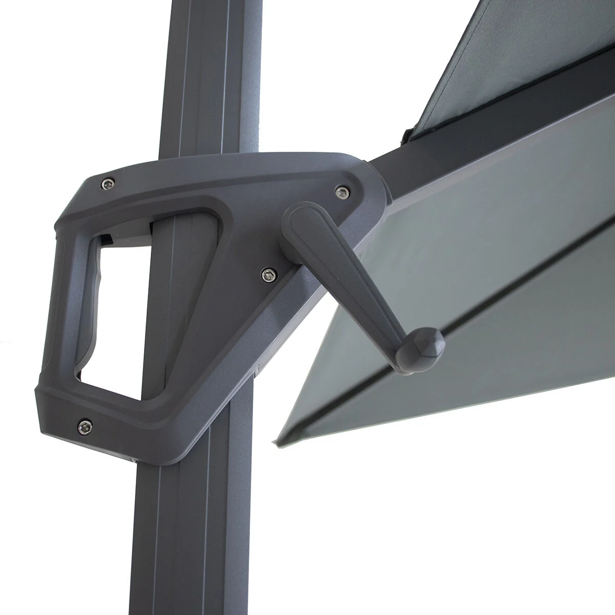 PORTO Square Rotating Cantilever Garden Parasol with Base - Olive Green - Image 6