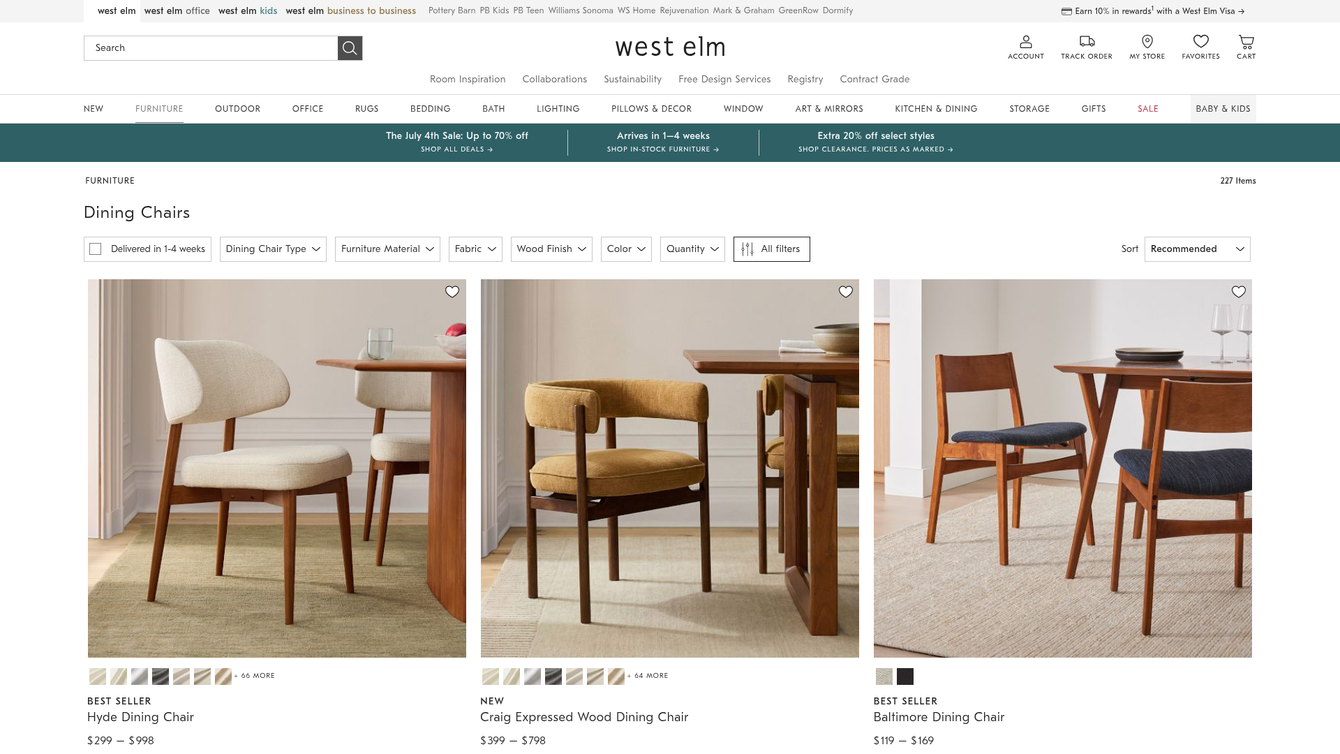 3. West Elm Homepage