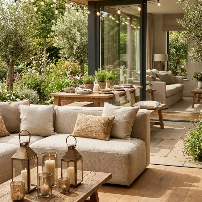 Stylish modular sofa in a bright modern living room