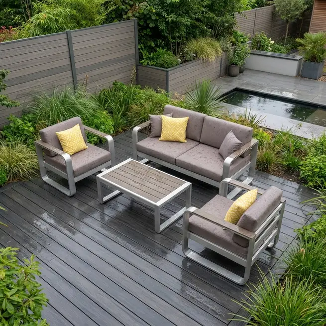 Luxury all-weather patio set in a stylish UK garden