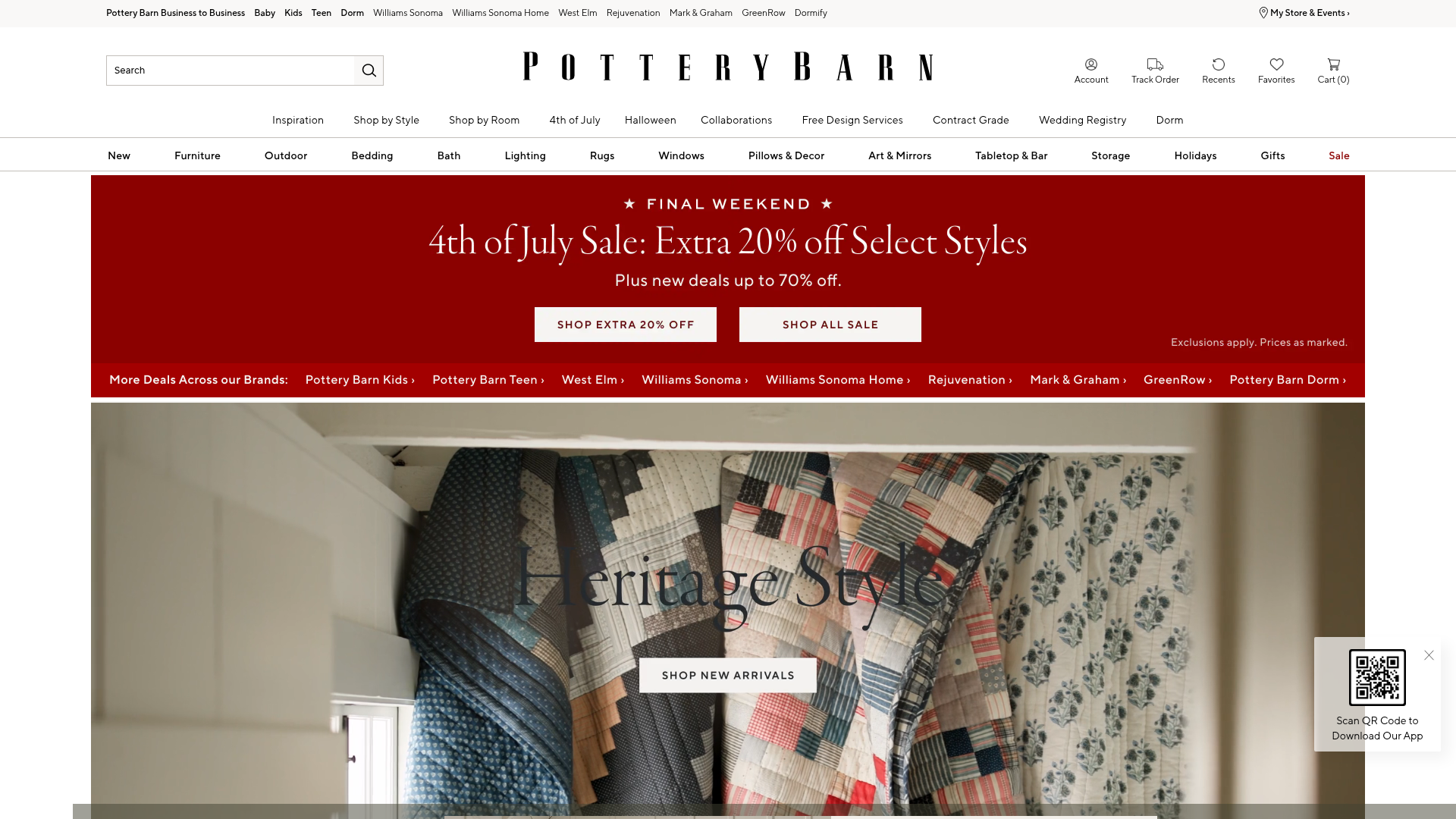 3. Pottery Barn Homepage