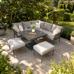rengard garden outdoor waltz corner sofa set with rising table and footstools