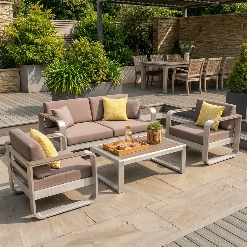 Luxury rust-proof patio furniture on a modern terrace