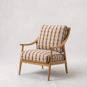 rengard indoor home interior armchair occasional chair natural wood pattern seat fabric