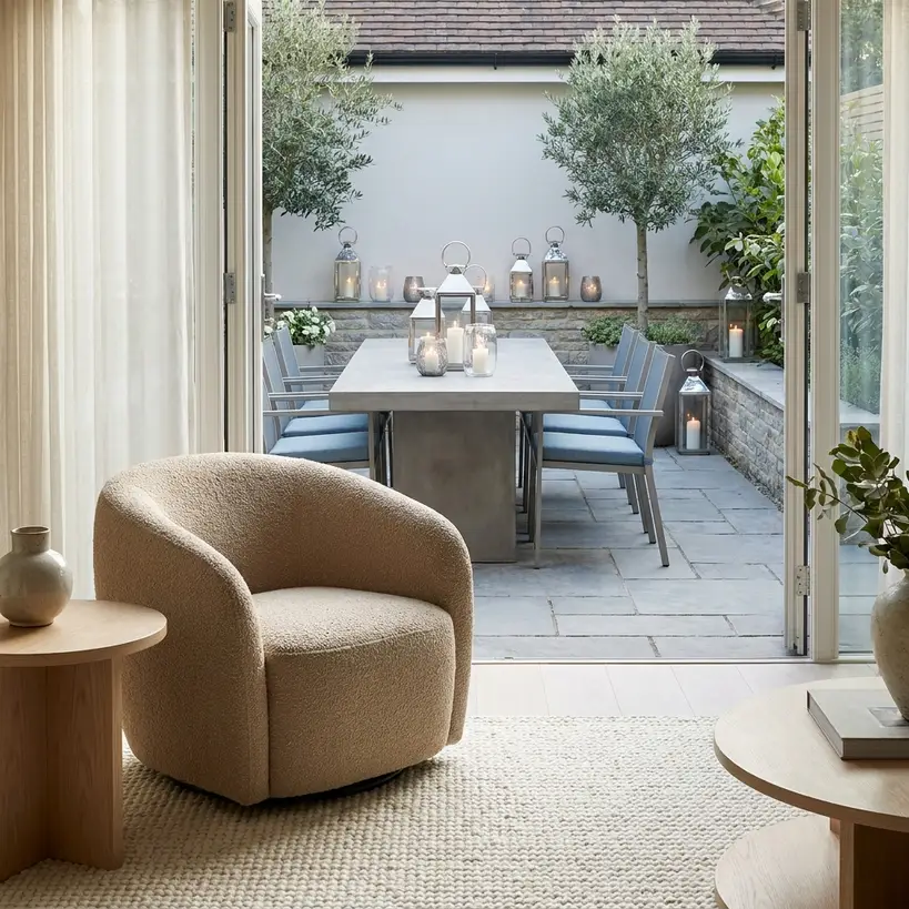 Premium soft modern armchair in a UK living room