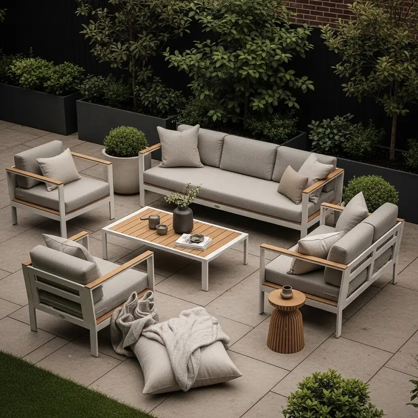 Modern luxury patio furniture in a Manchester townhouse garden