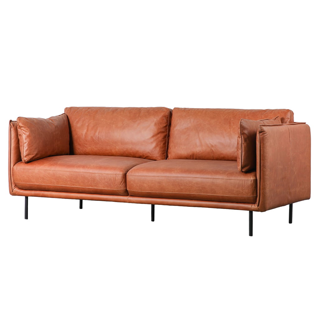 Langham Brown Leather Sofa - Image 3