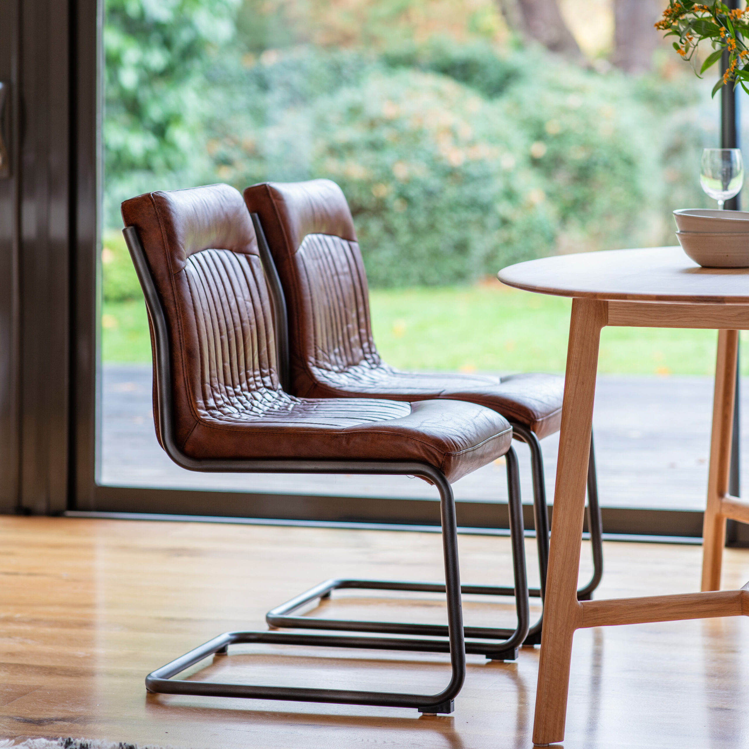 Portofino Brown Leather Dining Chair