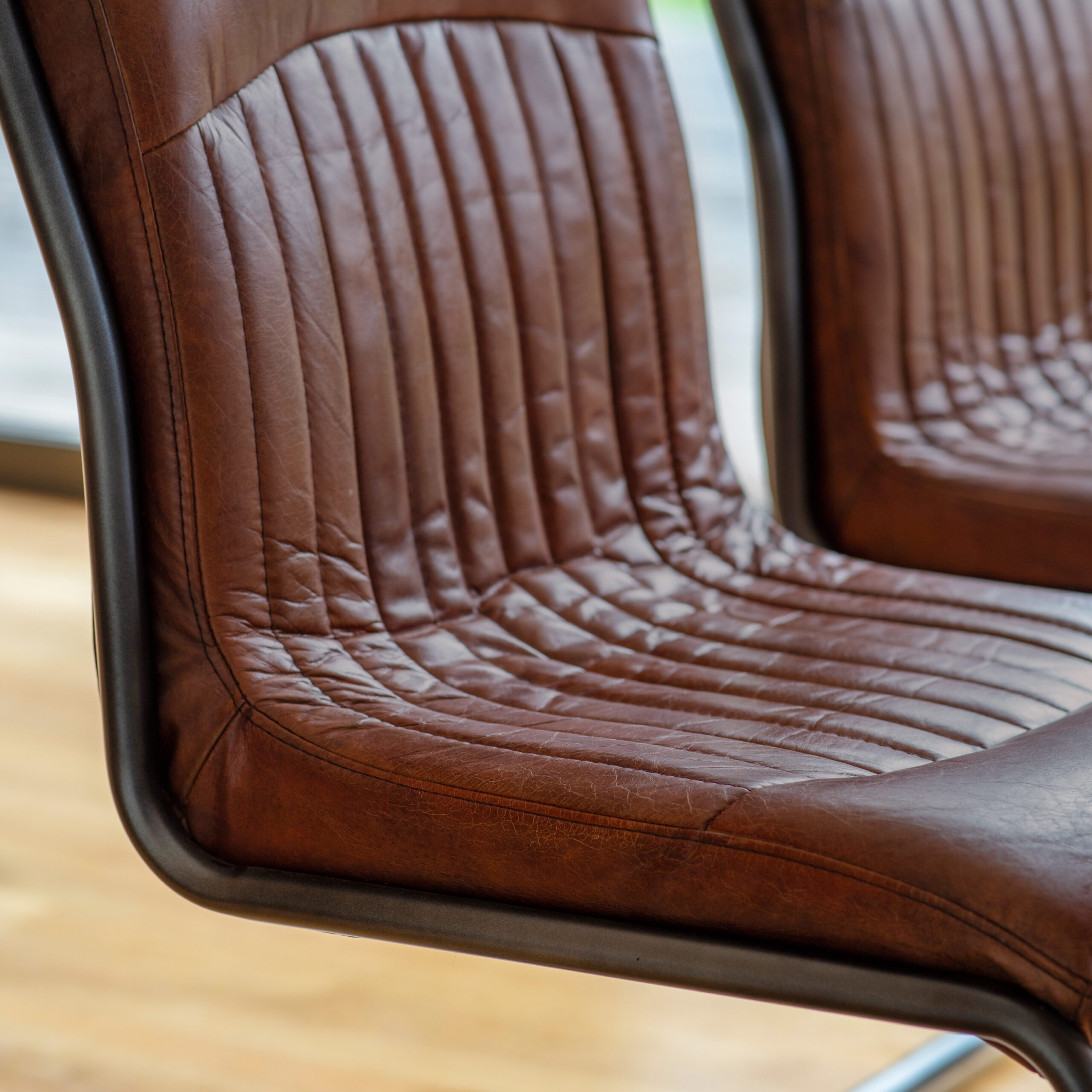 Portofino Brown Leather Dining Chair - Image 2