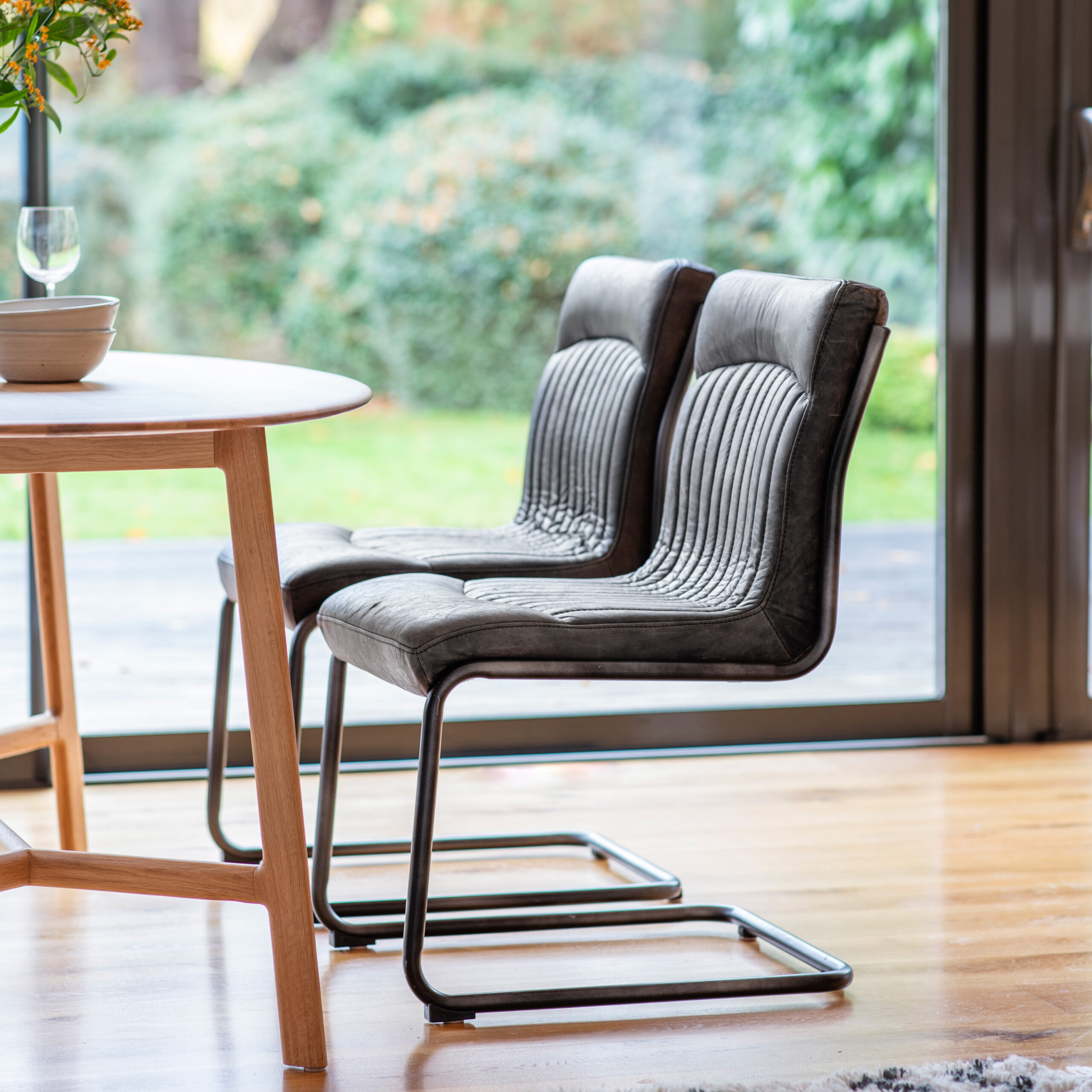 Portofino Antique Ebony Leather Dining Chair
