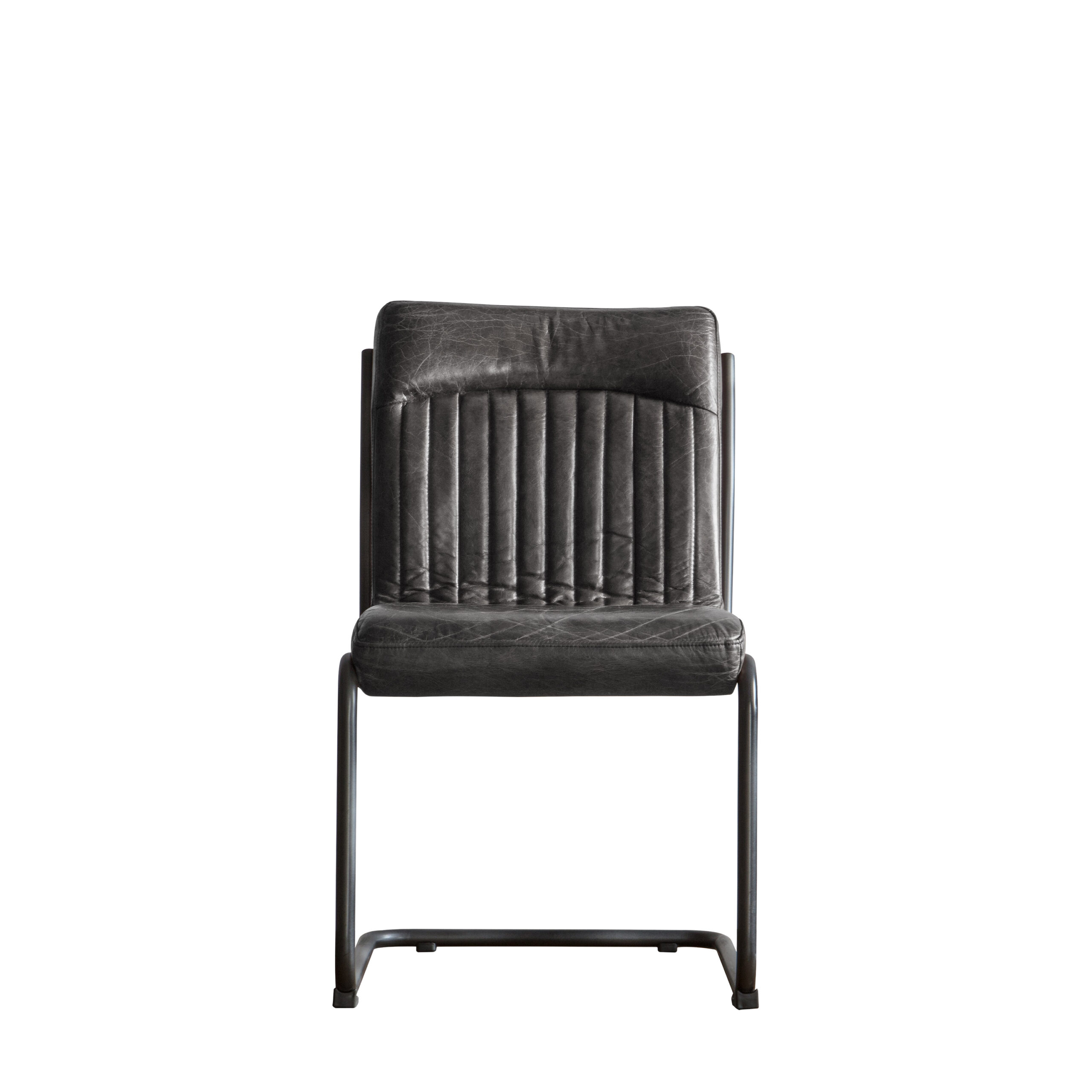 Portofino Antique Ebony Leather Dining Chair - Image 2