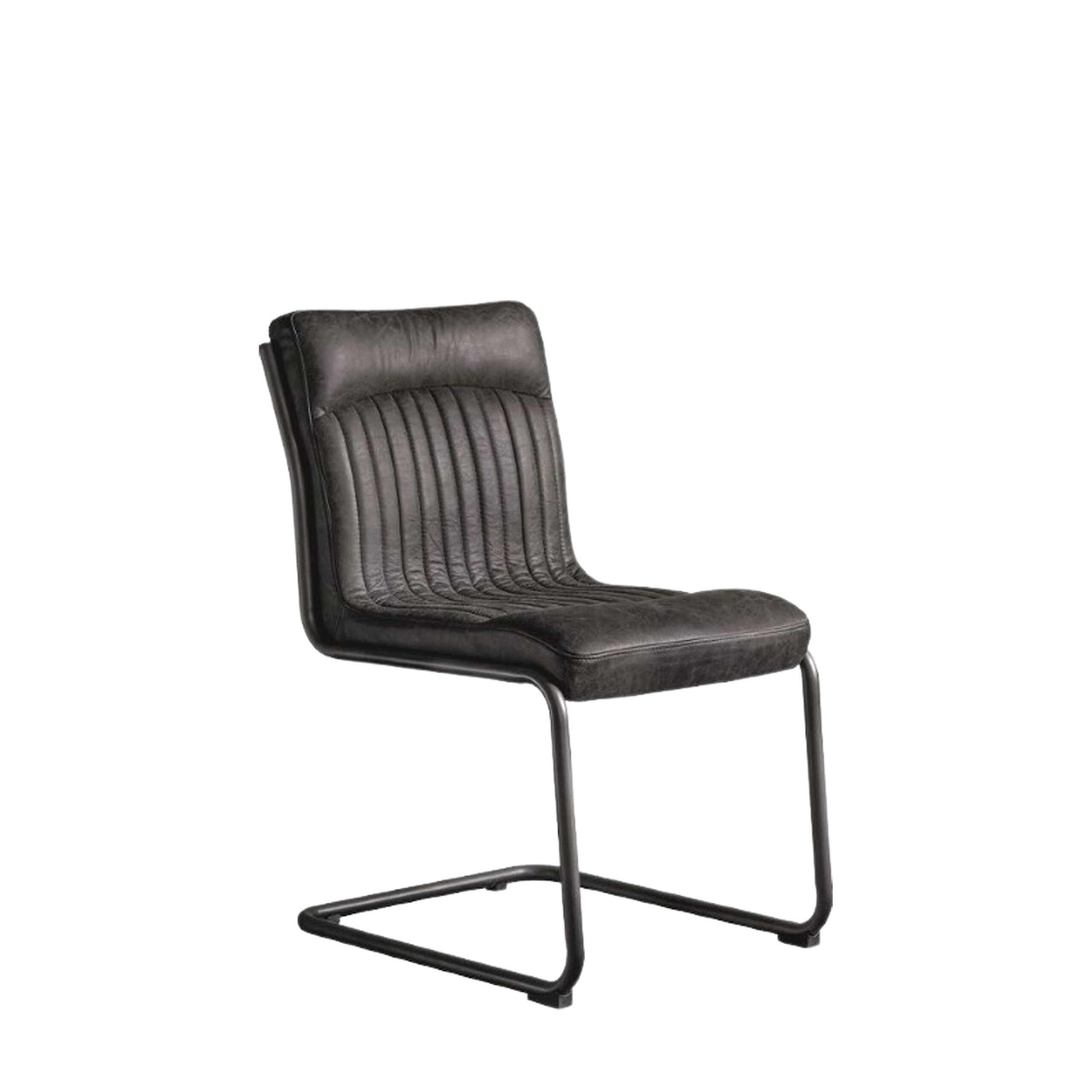 Portofino Antique Ebony Leather Dining Chair - Image 3