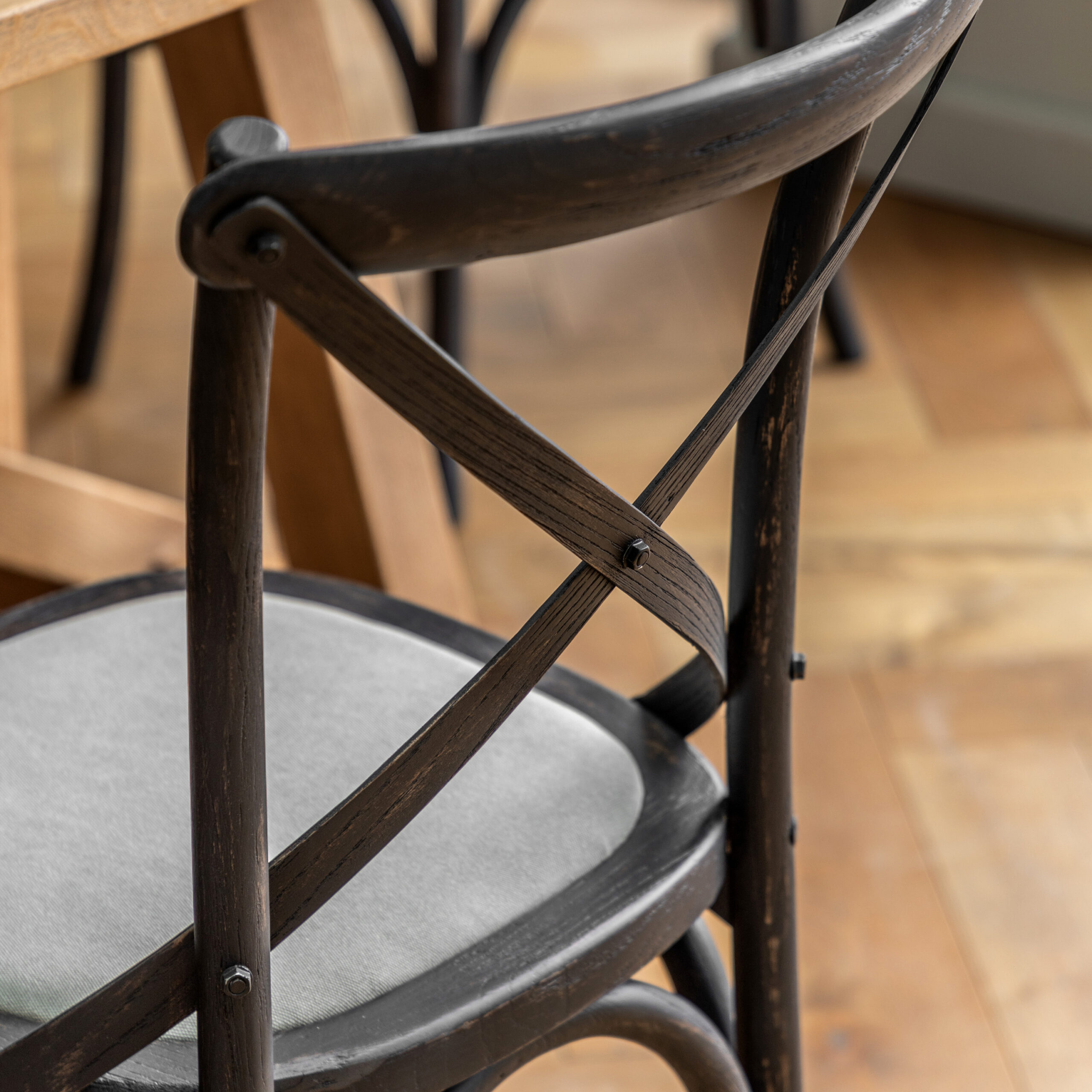 Bistro Black Linen Dining Chairs - Set of 2 Chairs - Image 2