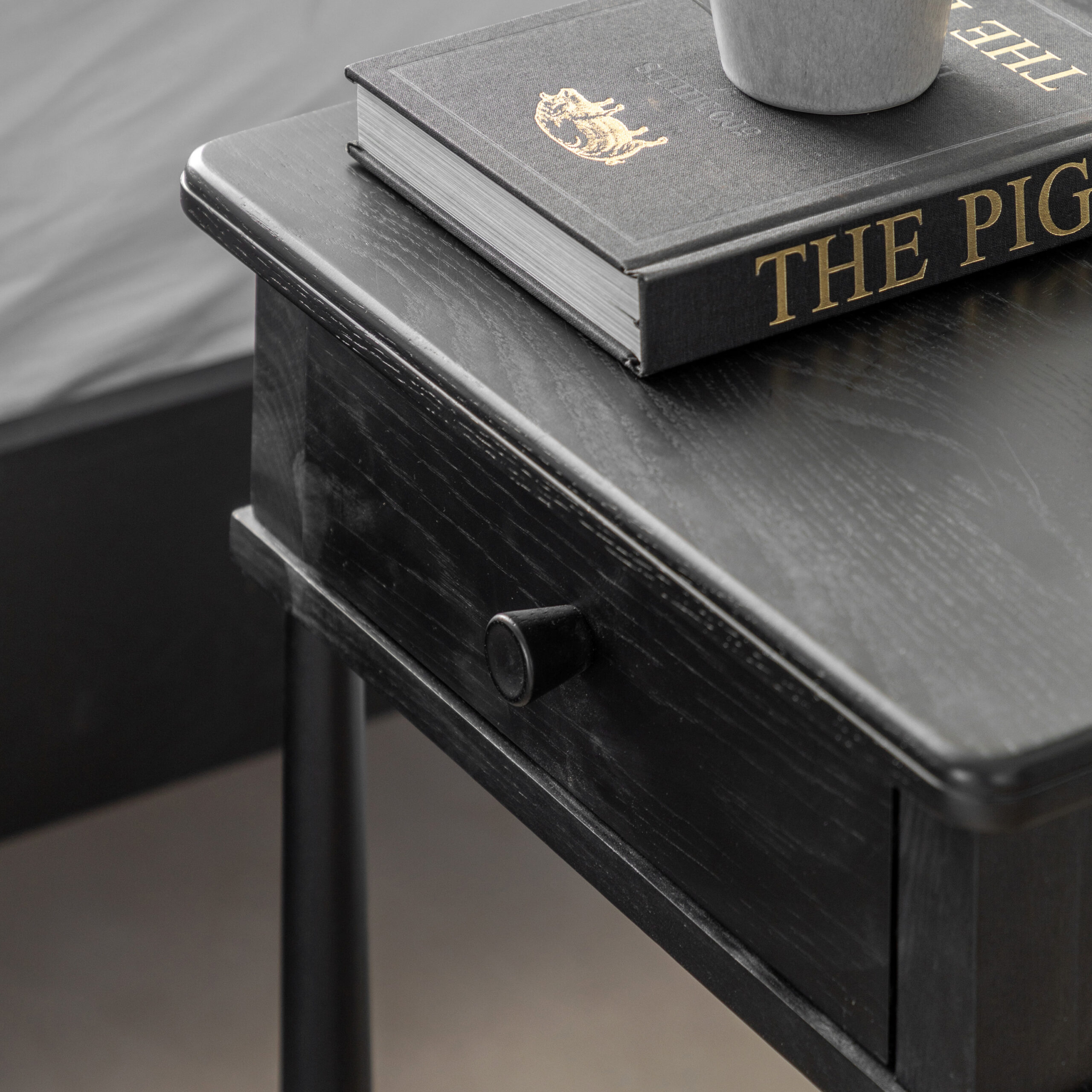 Oakley 1 Drawer Bedside Table Black - Image 2