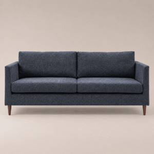 rengard home furniture indoor interior 3 seater sofa fabric premium blue colour simple stylish compact comfortable and practical